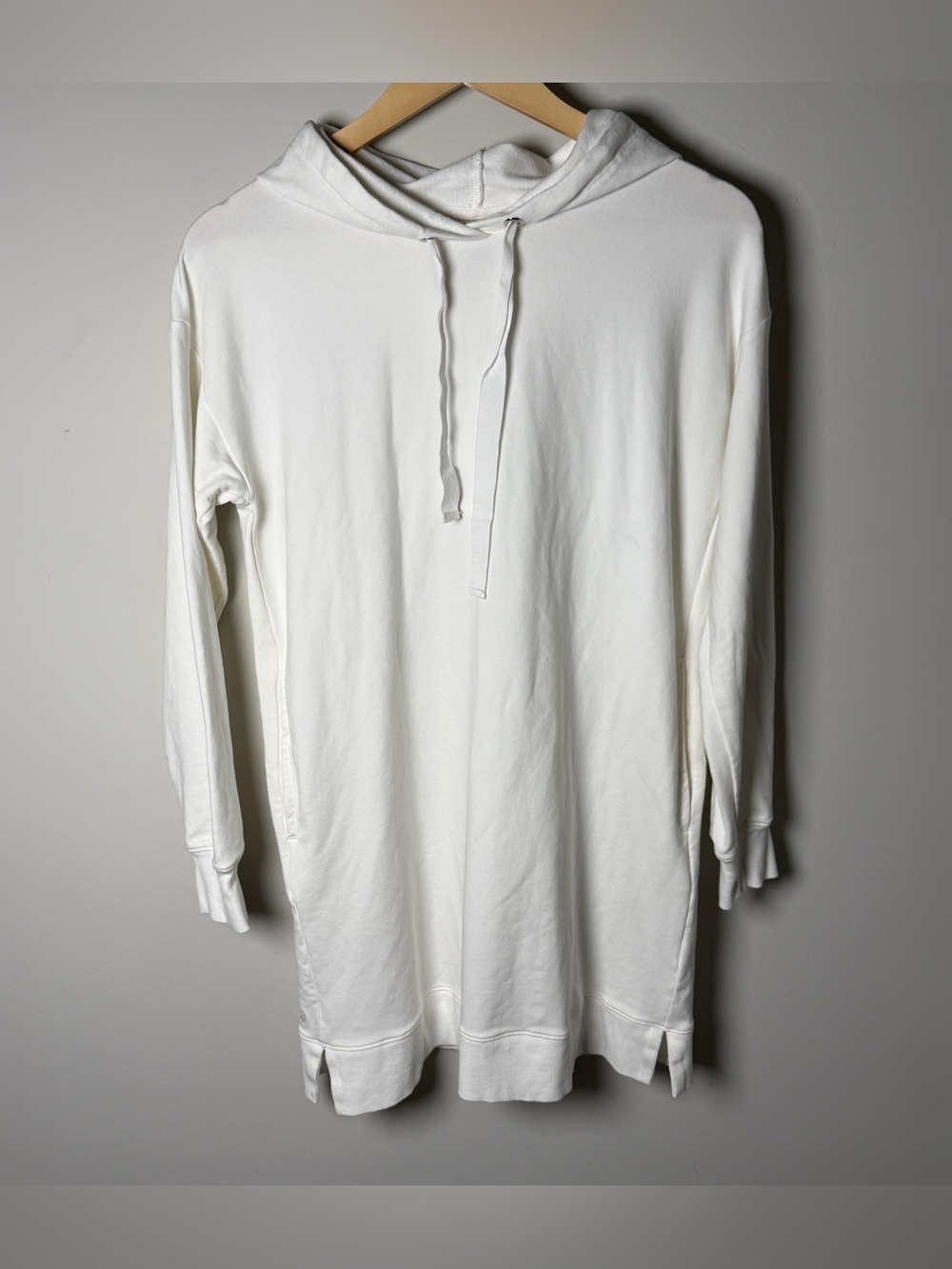 The Drop Longline Hoodie Cream White Cotton Modal Oversized Tunic - S Coastal
